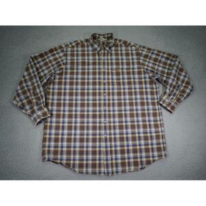 Carhartt Shirt Mens‎ XL Plaid Long Sleeve Distressed Stained Button Down S90 BRN